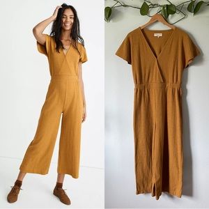 Madewell Texture & Thread Wide-Leg Wrap Jumpsuit in Mustard Size Medium